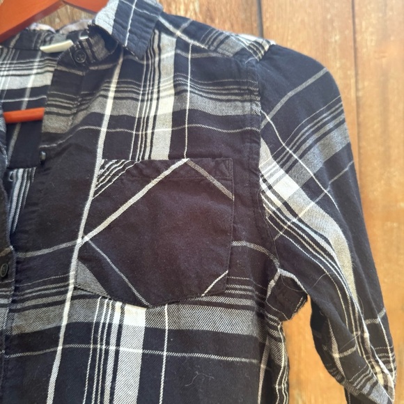 MUDD Girls Black White Plaid Long Sleeve Western Shirt Size 14 - Picture 6 of 8